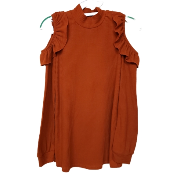 Takara Tops - Takara cold shoulder long sleeve rust top small
